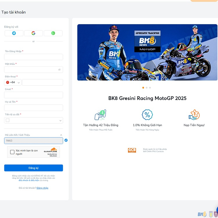 Hướng dẫn mở tài khoản BK8 chi tiết theo link chính thức